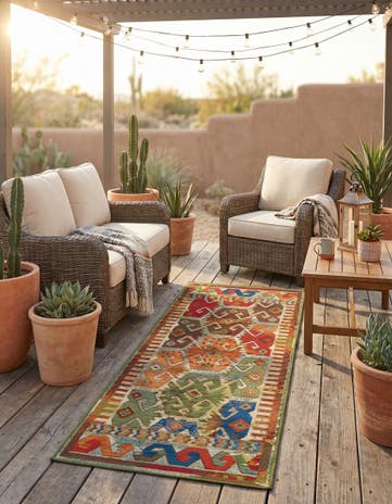 2' x 5' Easy-Clean Southwestern Indoor / Outdoor Runner Rug