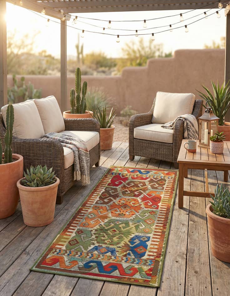 Detail image of  2' x 5'  Washable Southwestern Indoor / Outdoor Runner Rug