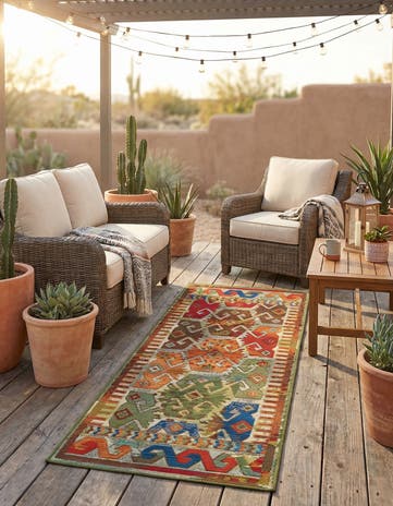2' x 5' Easy-Clean Southwestern Indoor / Outdoor Runner Rug