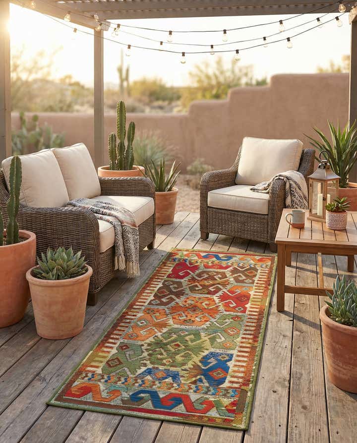 2' x 5' Easy-Clean Southwestern Indoor / Outdoor Runner Rug