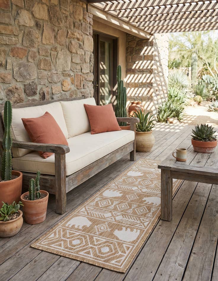 Detail image of 2' x 5' 3  Washable Southwestern Indoor / Outdoor Runner Rug