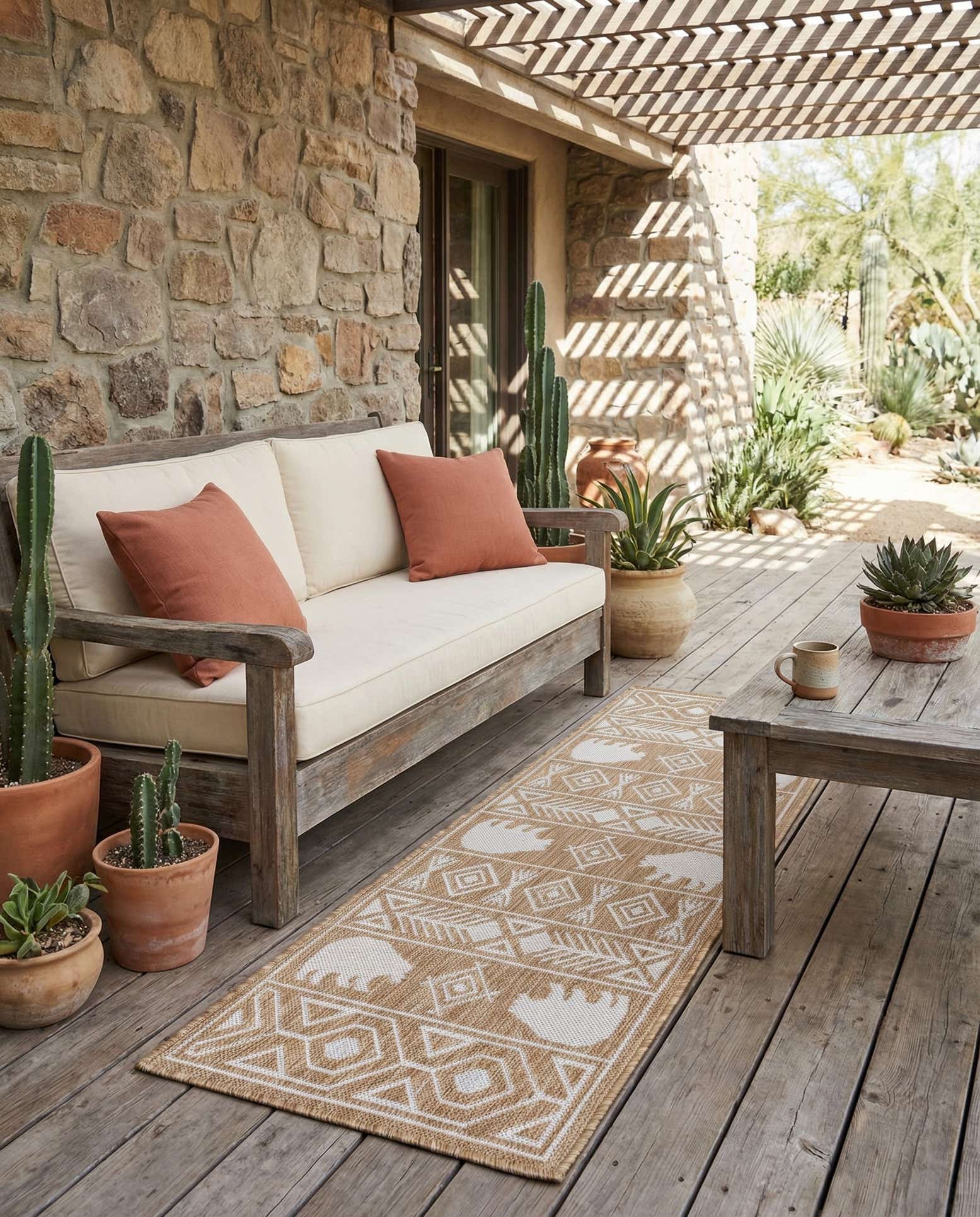 2' x 5' 3 Easy-Clean Southwestern Indoor / Outdoor Runner Rug