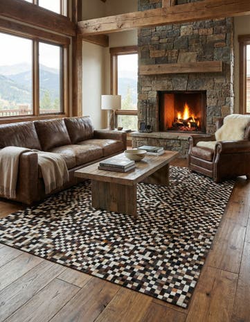8' x 10' 1 Cowhide Leather Rug