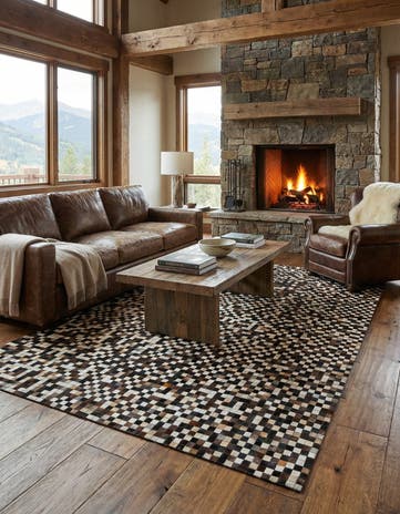 8' x 10' 1 Cowhide Leather Rug