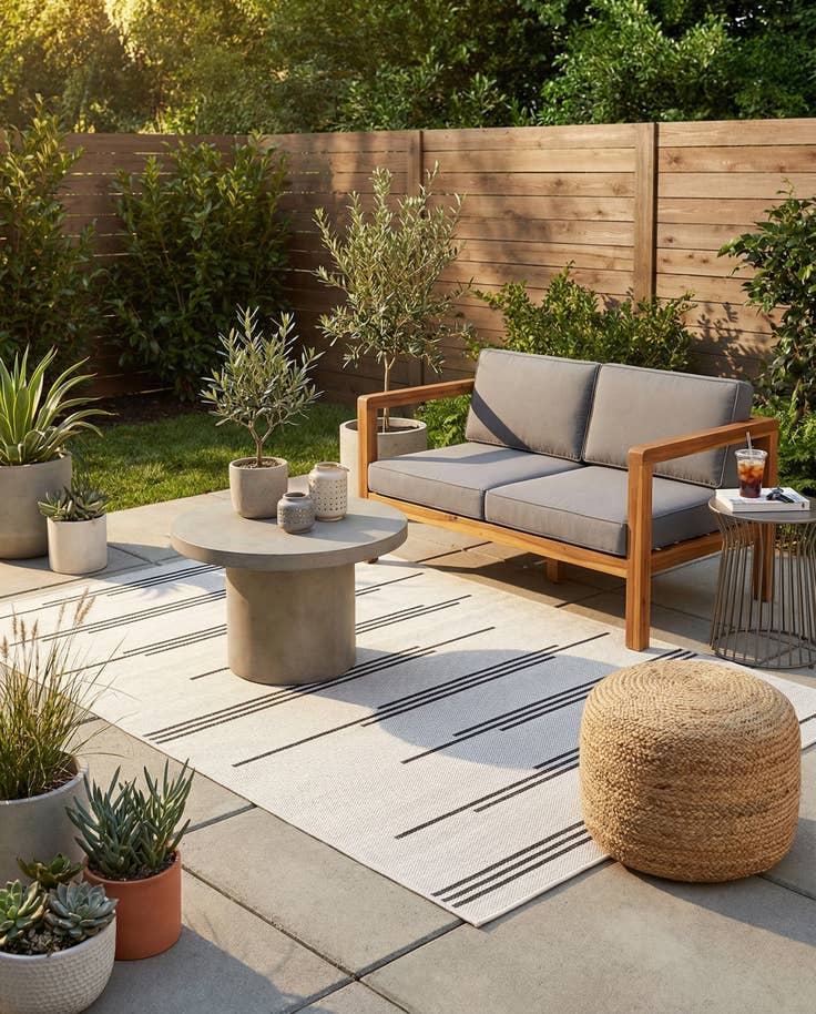 Detail image of 4' x 6' Easy-Clean Modern Indoor / Outdoor Rug