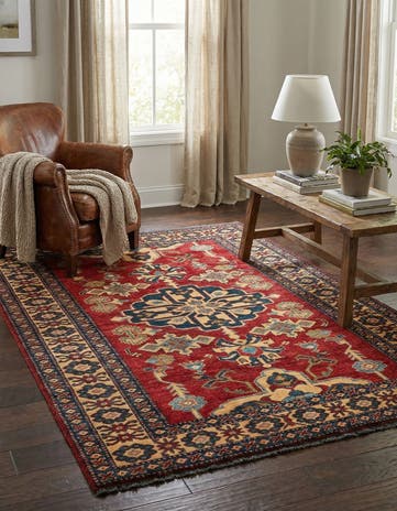 4' 3 x 5' 8 Hand Knotted Kazak Wool Rug