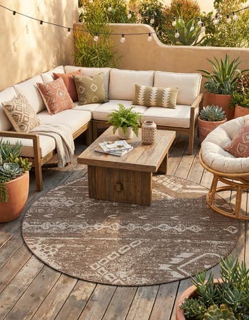 6' x 6' Easy-Clean Bohemian Indoor / Outdoor Round Rug