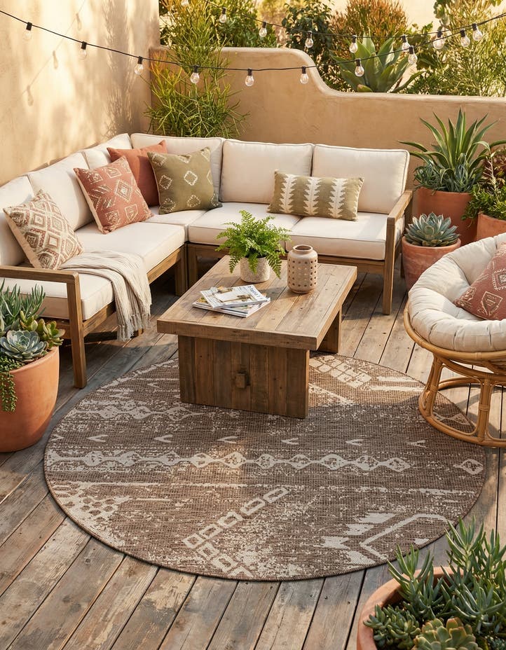 6' x 6' Easy-Clean Bohemian Indoor / Outdo...