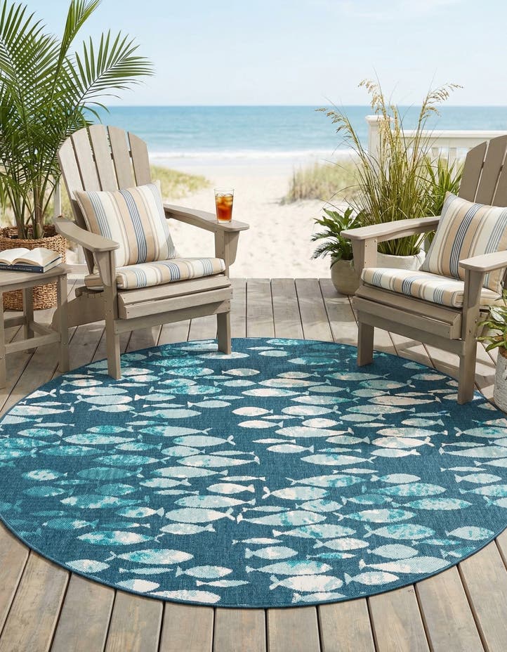 7' x 7' Easy-Clean Coastal Indoor / Outdoo...