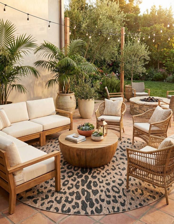 Detail image of 13' x 13'  Washable Safari Indoor / Outdoor Round Rug