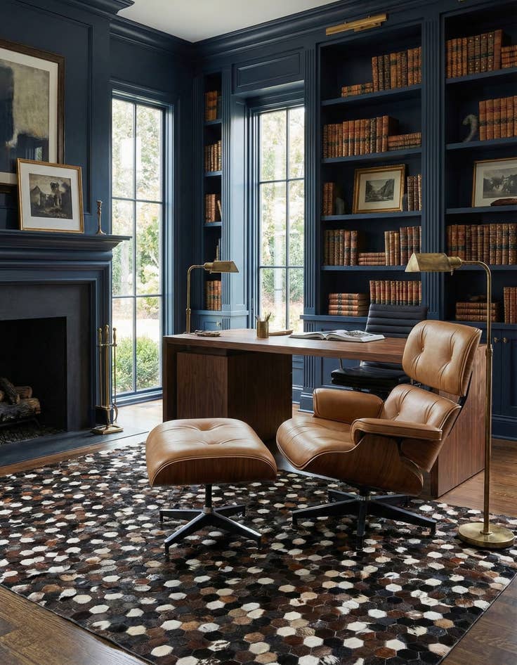 Detail image of 5' 2 x 8' Cowhide Leather Rug