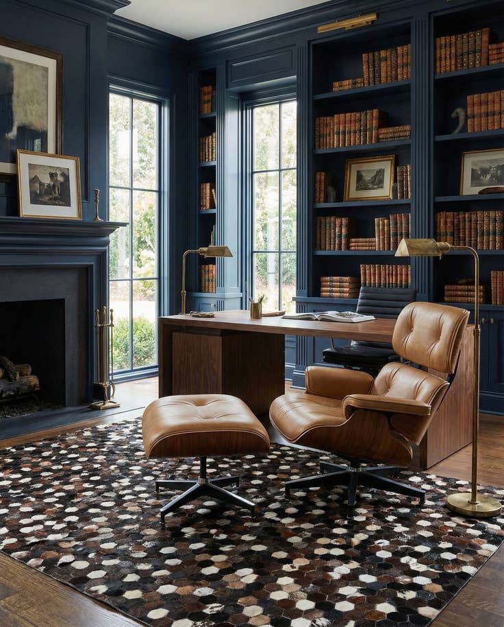 Detail image of 5' 2 x 8' Cowhide Leather Rug