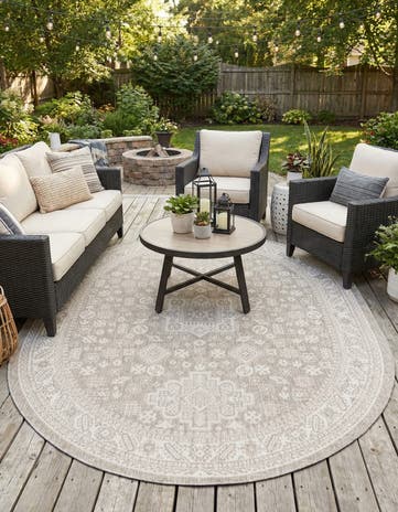 7' 10 x 10' Easy-Clean Aztec Indoor / Outdoor Oval Rug