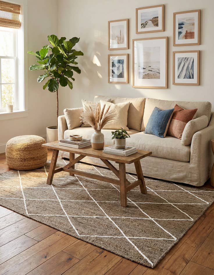 Detail image of  6' 1 x 9'  Hand Braided Jute Rug