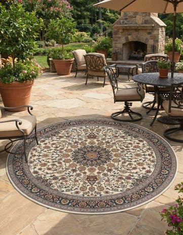 10' x 10' Easy-Clean Traditional Indoor / Outdoor Round Rug