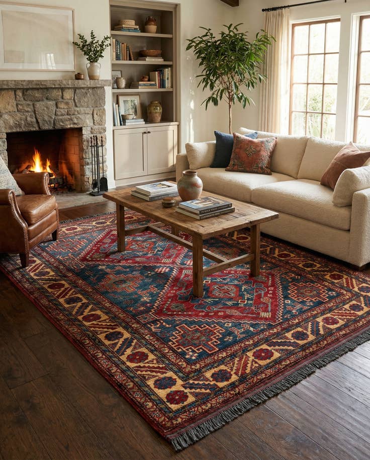 Detail image of 5' 3 x 6' 7 Hand Knotted Kazak Wool Rug