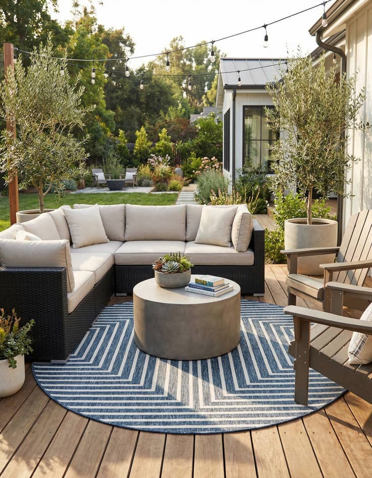 Detail image of  7' 10 x 7' 10  Washable Modern Indoor / Outdoor Round Rug