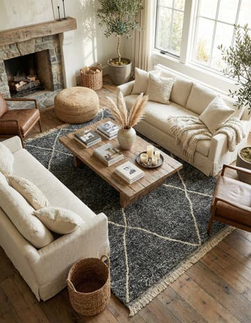 6' 8 x 9' Hand Knotted Moroccan Wool Rug