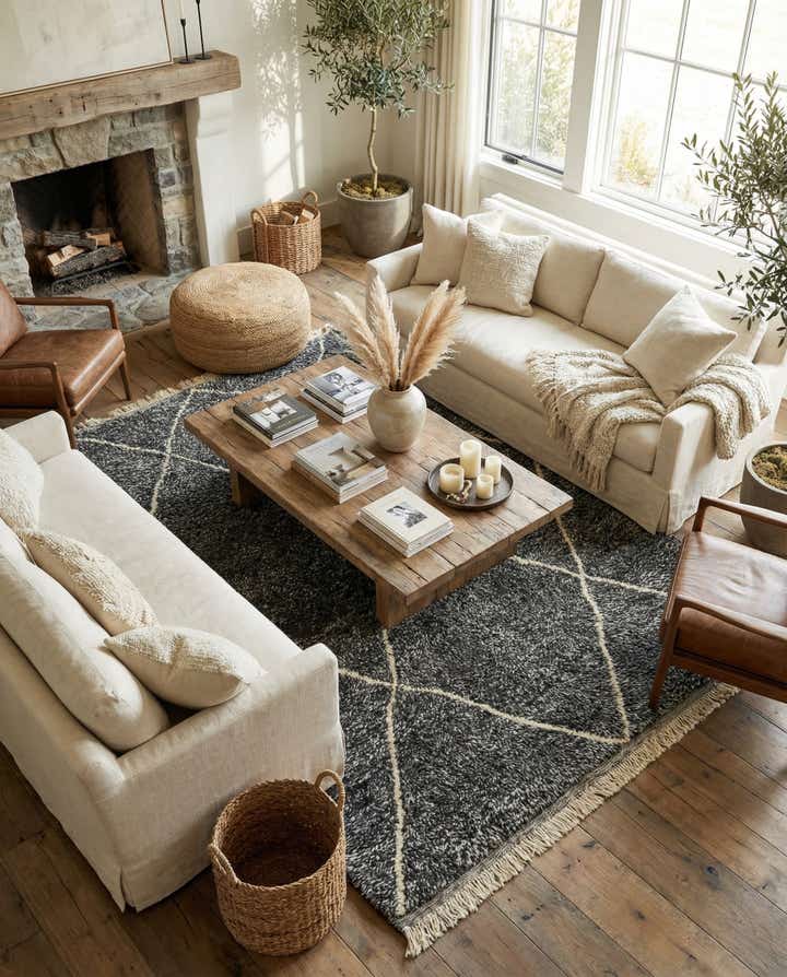 6' 8 x 9' Hand Knotted Moroccan Wool Rug
