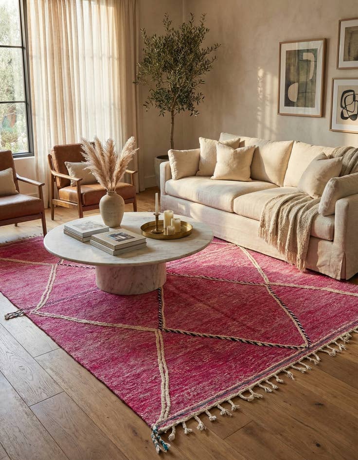 Detail image of 6' 10 x 10' 6  Hand Knotted Moroccan Wool Rug