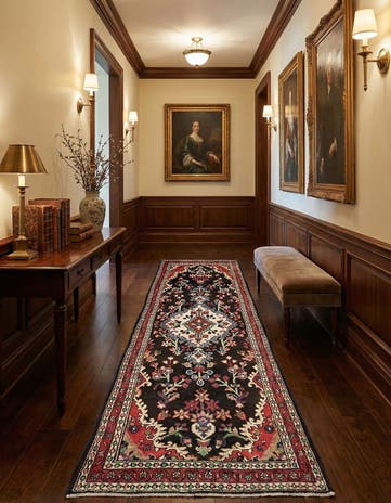 3' 7 x 9' 10 Hand Knotted Hamedan Persian Wool Runner Rug