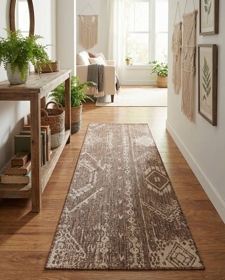 Detail image of 2' x 8' Easy-Clean Bohemian Indoor / Outdoor Runner Rug
