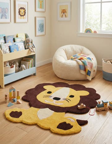 Yellow Playtime Kids Wool Freeform Rug