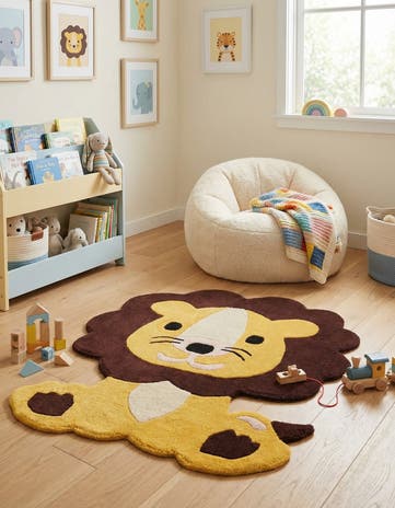 Yellow Playtime Kids Wool Freeform Rug