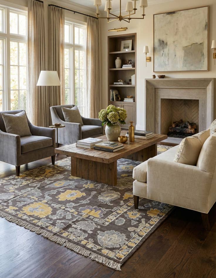 Detail image of 9' 8 x 14' 3 Hand Knotted Oushak Wool Rug