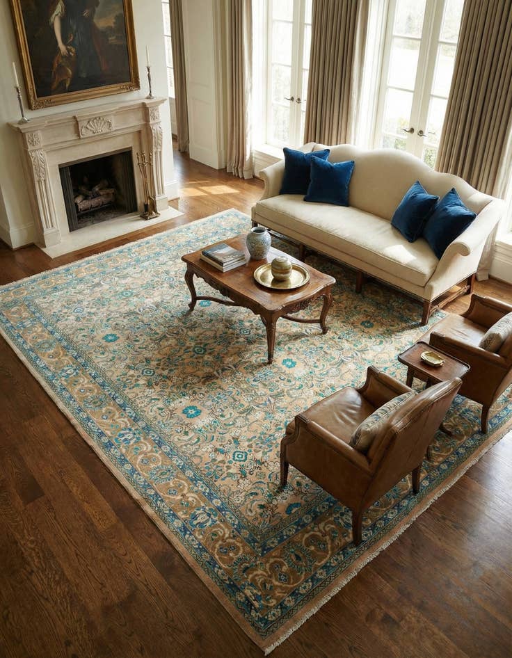 Detail image of  9' 8 x 12' 9  Hand Knotted Farahan Persian Wool Rug