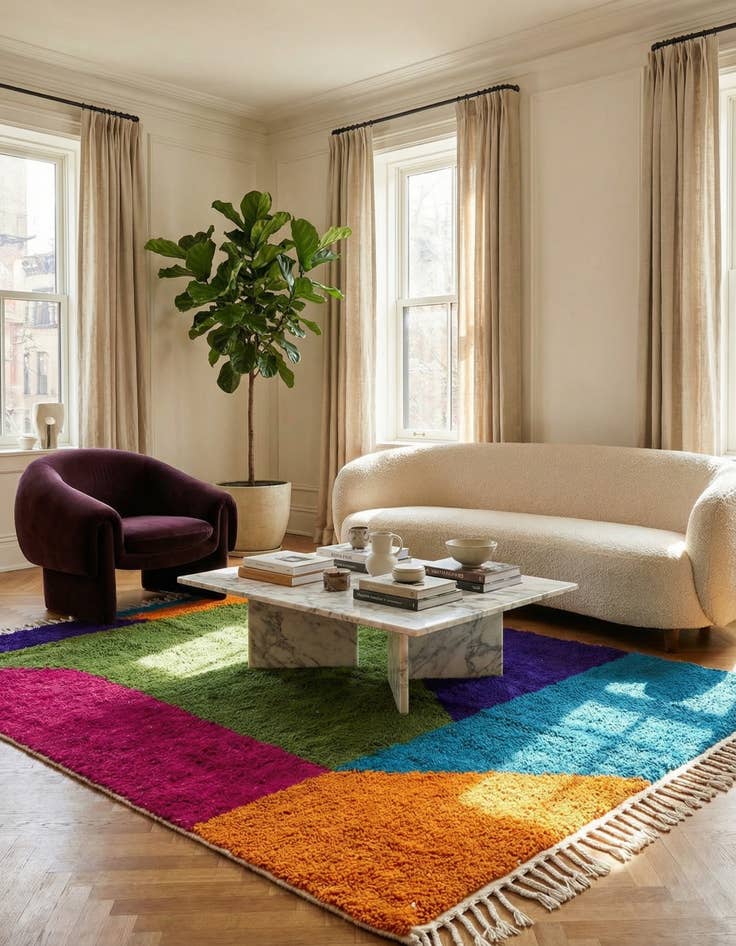 Detail image of  5' 2 x 7' 3  Hand Knotted Moroccan Wool Rug