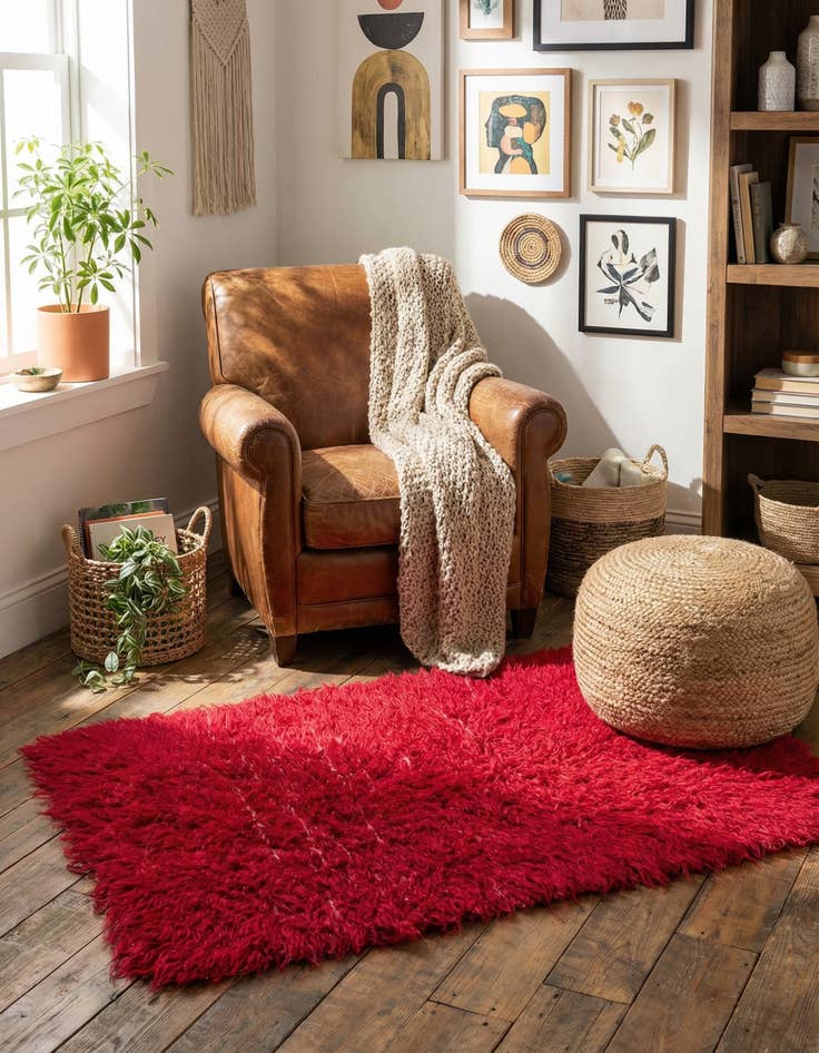 Detail image of  2' 3 x 4' 3  Hand Knotted Moroccan Wool Runner Rug