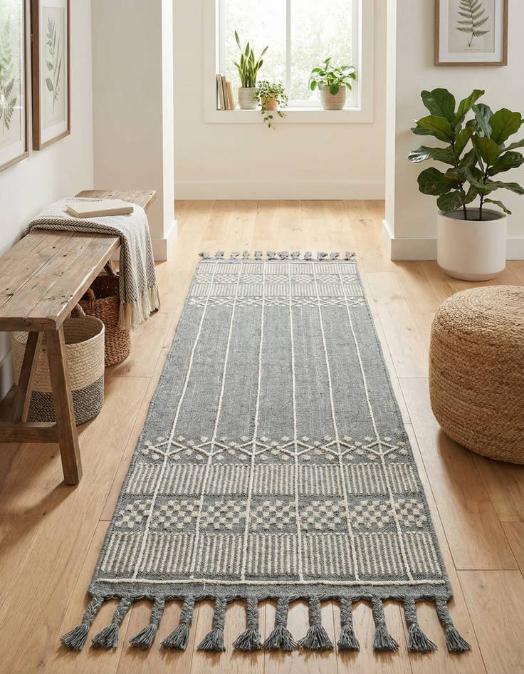 Detail image of 2' 2 x 8' 2 Easy-Clean Eco Bohemian Indoor / Outdoor Runner Rug