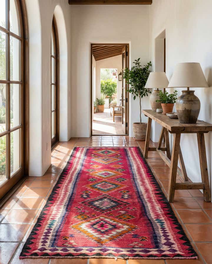 4' 1 x 9' 4 Hand Woven Kilim Fars Wool Runner Rug