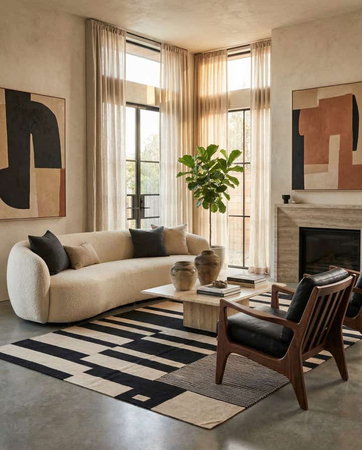 6' 9 x 9' 6 Hand Woven Kilim Modern Wool Rug