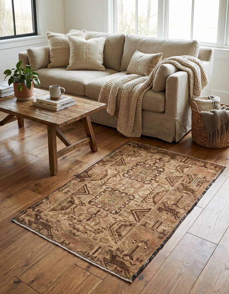 Detail image of  2' 9 x 4' 6  Hand Knotted Ultra Vintage Persian Wool Rug