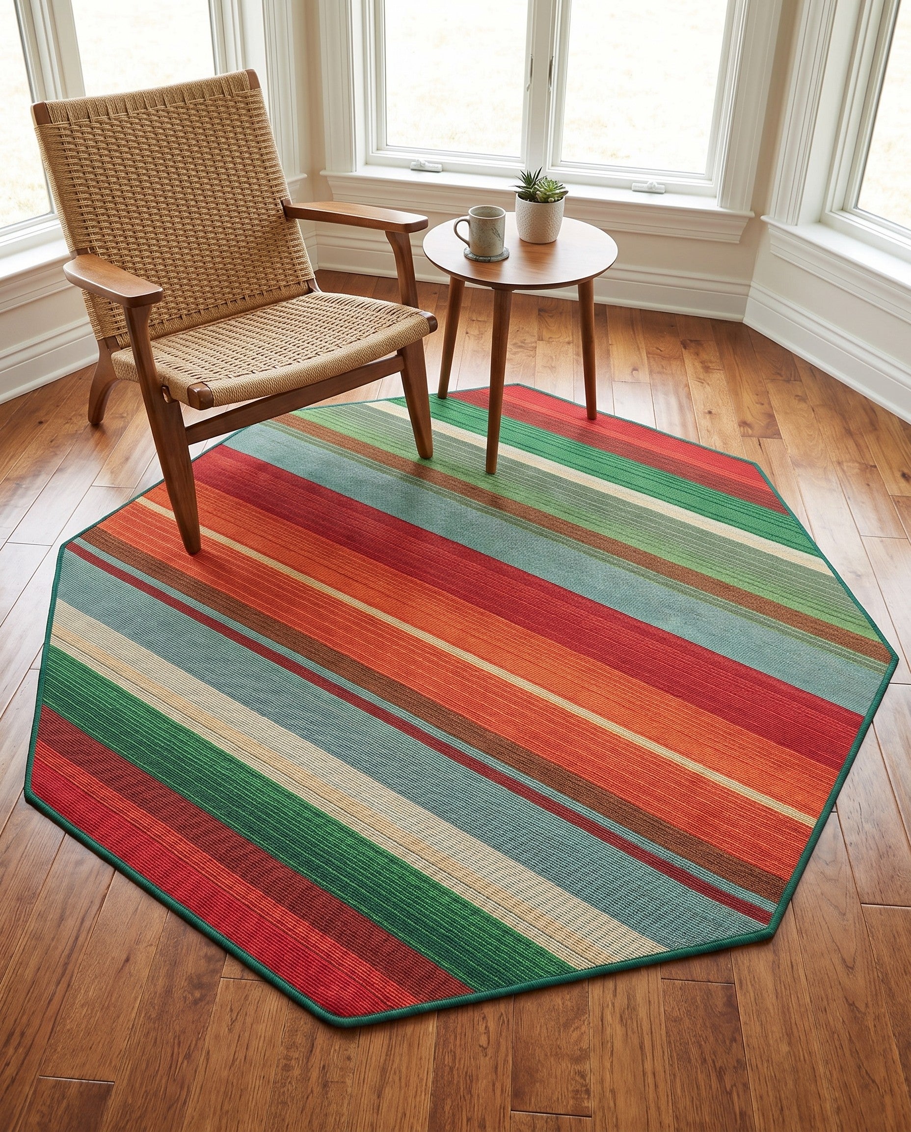 4' x 4' Easy-Clean Modern Indoor / Outdoor Octagon Rug