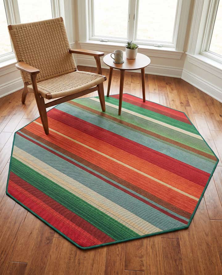 4' x 4' Easy-Clean Modern Indoor / Outdoor Octagon Rug
