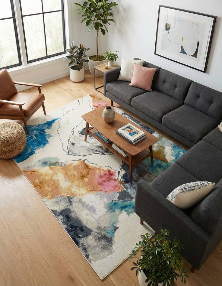 Detail image of  9' x 12'  Washable Modern Indoor / Outdoor Rug