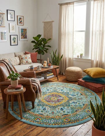 Aqua Calypso Round Rug