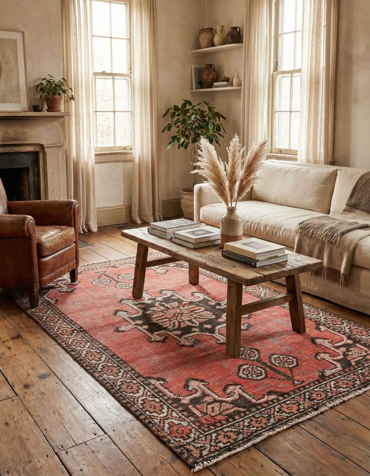 Detail image of  3' 9 x 6' 5  Hand Knotted Ultra Vintage Persian Wool Rug