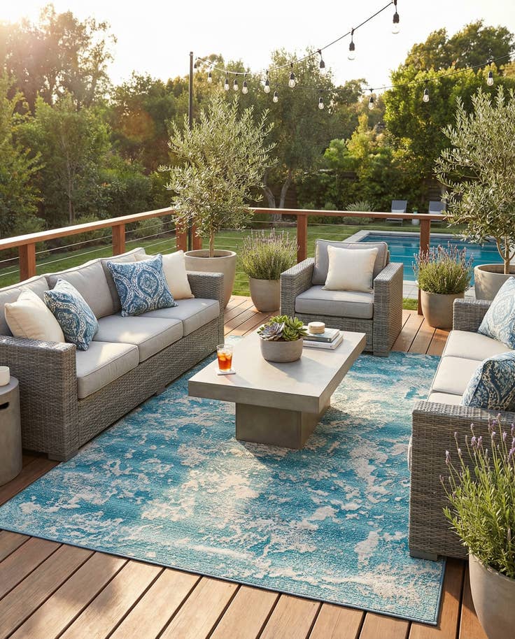 Detail image of 6' x 9' Easy-Clean Modern Indoor / Outdoor Rug