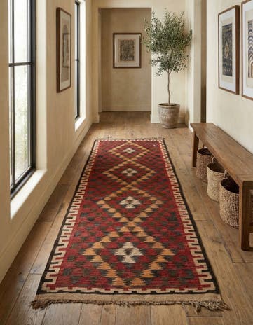 4' x 10' 3 Hand Woven Kilim Fars Wool Runner Rug