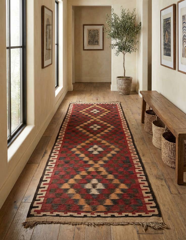 Detail image of 4' x 10' 3  Hand Woven Kilim Fars Wool Runner Rug