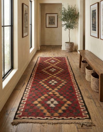 4' x 10' 3 Hand Woven Kilim Fars Wool Runner Rug