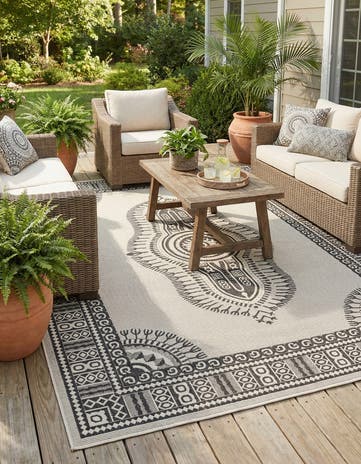 9' x 12' Easy-Clean Traditional Indoor / Outdoor Rug