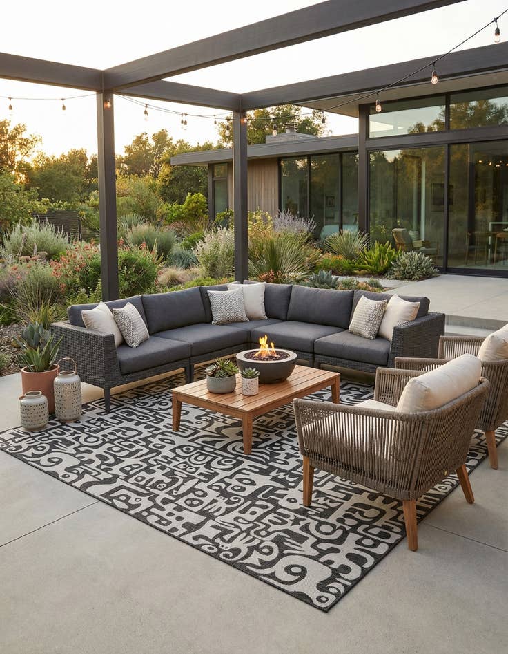 Detail image of 13' x 13'  Washable Modern Indoor / Outdoor Square Rug