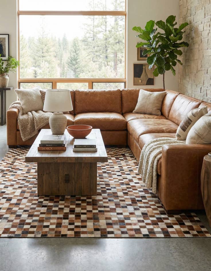 Detail image of 5' 1 x 7' 10 Cowhide Stocks Rug