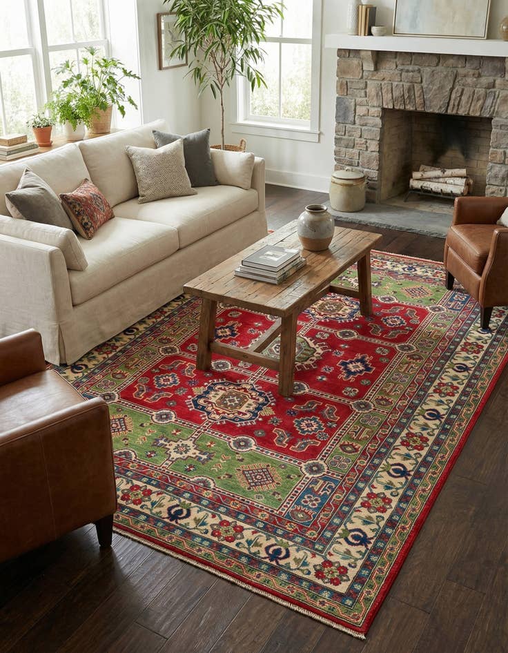 Detail image of 6' 9 x 9' 6  Hand Knotted Kazak Rug