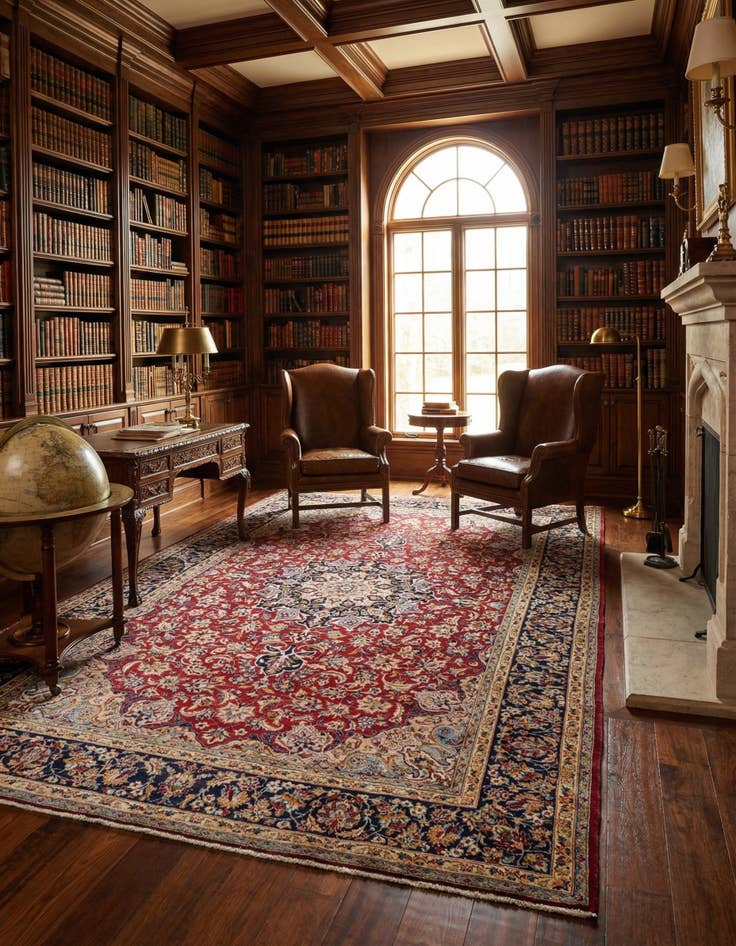 Detail image of 9' 9 x 13' 3  Hand Knotted Isfahan Persian Wool Rug